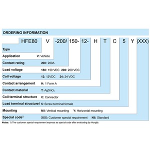 Contacteur CC haute tension HONGFA HFE80V-200 250V 200A Bobine 12V/24V 80kW Relais biphasé - Product Image 3