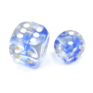 Настольная игра, прозрачные многогранные квадратные кости, профессиональные Заказные полимерные D6 синие круглые угловые кости