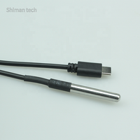 Disesuaikan DS18b20 kabel Sensor suhu USB C pria
