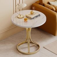 Table basse multifonctionnelle de style nordique moderne et luxueux, avec structure en métal et plateau en pierre artificielle, pour petit mobilier de maison, livraison le jour même