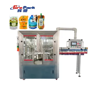 Automatic Rotary Juice Premade Standup Spout Pouch Filling Capping Packing Machine