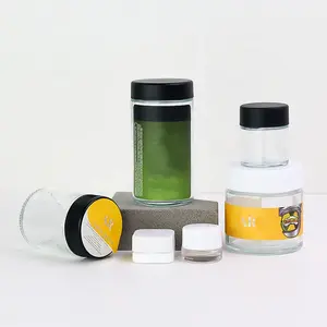 Custom round 5g clear white round extract oil rosin concentrate child proof glass jar bottle with crc lid
