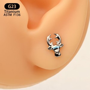 Piercing pour lèvre en titane en forme de tête de cerf F136, bijoux de piercing de qualité médicale, unisexe, à porter au quotidien - Product Image 4