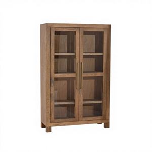 ตู้โชว์ห้องนั่งเล่นไม้เนื้อแข็ง 2 ประตู งานแฮนด์เมดคุณภาพสูง ดีไซน์ทันสมัย พร้อมฟังก์ชั่นหลากหลาย กระจกใส แข็งแรง ทนทาน เหมาะสำหรับห้องนอนในบ้านพักตากอากาศ - Product Image 1