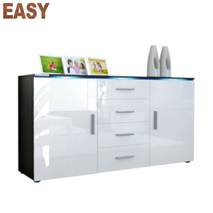 Luxury Modern Wooden Buffet Cabinet <strong>Sideboard</strong> in Black <strong>High</strong> <strong>Gloss</strong> Living Room Furniture Melamine Particle Board Wood PANEL,PANEL - Product Image 3