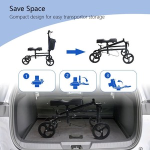 Knee <b>Scooter</b> Folding Mobility Aid With Adjustable <b>Handlebar</b> And Soft Knee Pad For Single Leg Injury Rehabilitation - Product Image 4