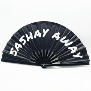 Ventilateur pliable géant en tissu de bambou QM 2025 personnalisé en usine pour cadeaux promotionnels - Product Image 1