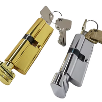 Cylindre de serrure en laiton profil européen 45/60/64/65/70/80/90/120 avec 3 clés pour ensemble de serrures de porte en bois, finition polie, sécurité antivol