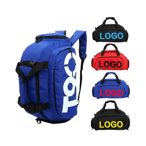 Custom LOGO Cheap Price Polyest Handled 2 In 1 Medium Travel Gym Bag Backpack Sport Duffel Bag With Shoe Compartment