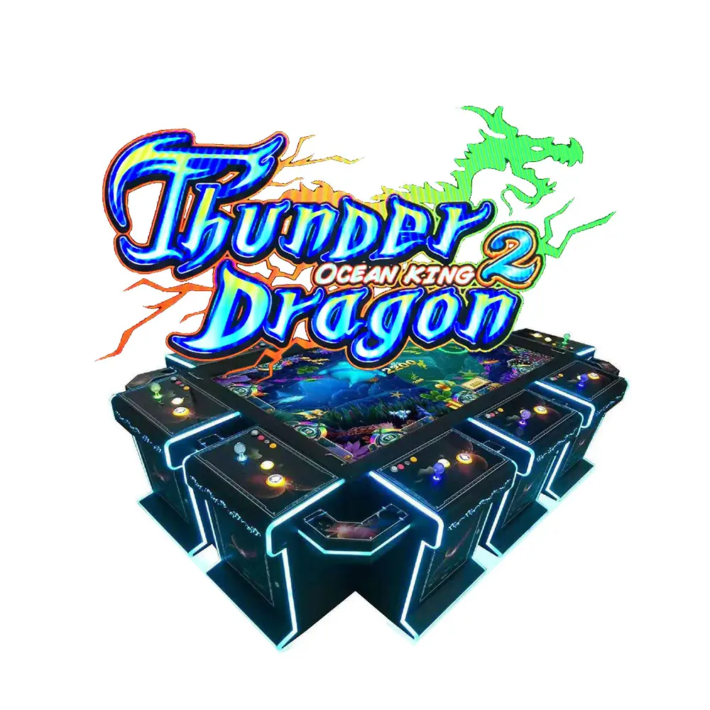 ผู้เล่น 4 ~ 10 คนตู้เกมโต๊ะปลา Ocean King 2 Thunder Dragon อาเขตเกมยิงปลาติดตั้งซอฟต์แวร์