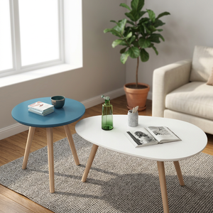 Special Offer Kusimi White Glossy Modern Round Solid Wood Coffee <b>Table</b> <b>with</b> Three <b>Legs</b> Home Furniture <b>Foldable</b> Design - Product Image 2