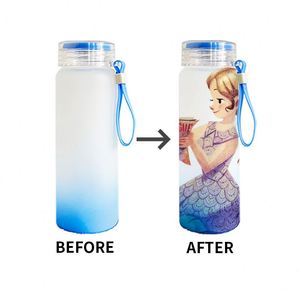 Bouteilles d'eau en verre vierges pour sublimation 17oz 500ml, verre dégradé givré pour impression à chaud, entrepôt US - Product Image 5