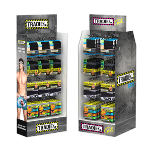 Estante de exhibición de cartón personalizado al por menor para camisetas, ropa y calcetines de marca, soporte de exhibición de piso corrugado para publicidad - Product Image 3