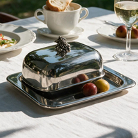 Boîte à beurre rectangulaire en acier inoxydable 304 de style européen, luxe léger, avec couvercle anti-poussière, murale, pour salles à manger
