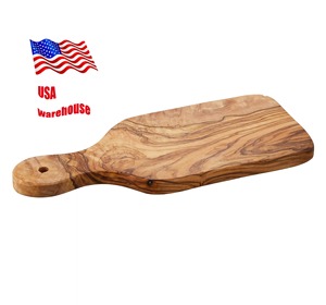 Tabla de cortar de paleta de madera de olivo con asa Bandeja para servir queso de madera y bloques de cortar de cocina Almacén de EE. UU. - Product Image 1