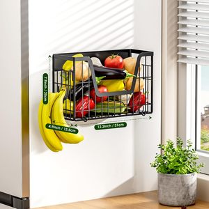 Wholesale Magnetic Shelf for Fridge Fruit and <strong>Vegetable</strong> <strong>Storage</strong> and Organizer Wire Basket for Pantry Kitchen Countertop - Product Image 3