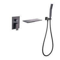 Ensemble de douche et robinetterie de baignoire en laiton bronze à poignée unique avec bec de baignoire et douchette à main