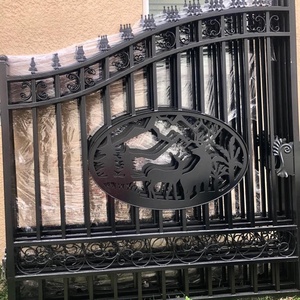 Porte coulissante en acier décorative de conception principale populaire, en fer forgé, en acier galvanisé, porte à battant simple ou double électrique - Product Image 4