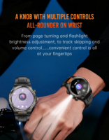Montre connectée Android robuste Dodobit DT08 pour l'extérieur, écran AMOLED de 1,43 pouce, silicone magnétique, lampe de poche intégrée, suivi d'activité