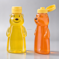 Bouteille compressible transparente en PET de 180 ml et 360 ml en forme d'ours avec bouchon à vis, jetable, pour boissons, jus, gelée, miel, emballage