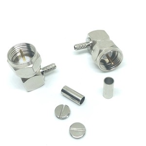 Connecteur coaxial RF F JW-1.5 - Type F britannique nickelé mâle à angle droit pour câbles RG316/RG174 - Product Image 2