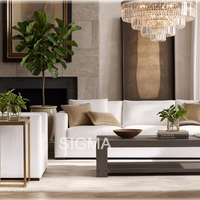 Ensemble de canapés en bois multi-scènes pour intérieur, mobilier de salon et d'hôtel haut de gamme avec coussins