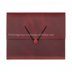 Wholesale Genuine plain elastic <b>button</b> lock closure two fold <b>cover</b> leather notebook. - Product Image 1