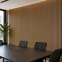 Panneau acoustique en bois de chêne WYRAX avec lattes en bois et feutre noir pour salle de réunion, absorption acoustique