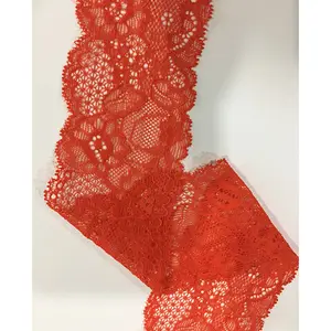 2.6 inç 6.5cm kırmızı streç lycra lady underwears sleepwears İsviçre vual dantel süslemeler