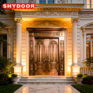 Porta di Sicurezza in Rame Personalizzata, Porta Principale in Acciaio Inox per Villa, Porta Doppia di Lusso in Stile <span class=keywords><strong>Romanico</strong></span> - Product Image 5