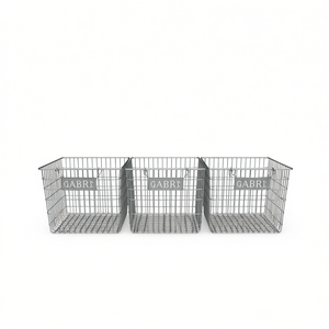 Cestas de Gabión Metálicas Gabriella, Hierro Galvanizado Plateado, Juego de 3 Cestas Rectangulares para Almacenamiento, Organización de Cocina - Product Image 1