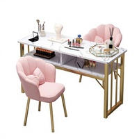 Ensemble de tables et chaises pour salon de manucure simple et tendance - Table de manucure de luxe pour deux personnes avec tiroirs
