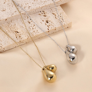 Collar Doble Lágrima Chapado en Oro de 18K, Cadena de Clavícula de Aleación de Zinc para Mujer, Joyería Elegante y Moderna para Uso Diario, Regalo - Product Image 2