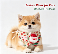 Pañuelo de Navidad para mascotas, suave, reversible, triangular, con adorno 3D de Papá Noel, hebilla ajustable, collar de entrenamiento para mascotas, moderno e impermeable