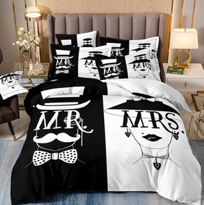 शादी के बेड ने मजेदार प्रिंटिंग बिस्तर सेट किया सॉफ्ट पॉलिएस्टर डवेट कवर सेट-3 पीसी - Product Image 6