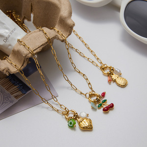 สร้อยคอจี้รูปผลไม้ สแตนเลส โซ่ทอง จี้ห้อยคอ ของขวัญสำหรับผู้หญิง เครื่องประดับแฟชั่น - Product Image 4