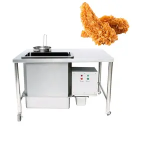 तले हुए चिकन के लिए स्वचालित इलेक्ट्रिक ब्रेड क्रम्ब कोटिंग बनाने की मशीन चिकन बैटर ब्रेडिंग टेबल मशीन