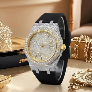 Reloj con Movimiento de Cuarzo que Pasa la Prueba del Diamante, Hecho a Mano, Estilo Hip Hop, de Acero Inoxidable con Cristales de Moissanita para Hombre - Product Image 1