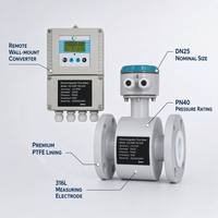 CXLD DN25 PN40 Split Electromagnetic Flowmeter, PTFE Liner 316L Electrode RS485 Modbus Magnetic Flow Sensor.