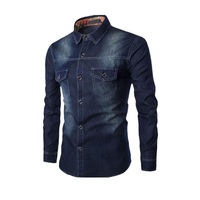 Chemise en jean pour homme la plus vendue, décontractée, automne, manches longues, coupe ajustée, respirante, coton éco-responsable, élasthanne BD