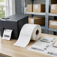 Rollo de Etiquetas de Envío Térmicas Directas, Etiqueta Autoadhesiva con Código de Barras, Papel de Etiquetas Térmicas Impermeable para Logística y Almacén