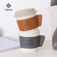 FENN Tasse à café en céramique réutilisable personnalisée avec manchon de tasse et couvercle en silicone Tasse de voyage étanche pour les cadeaux d'affaires de bureau à domicile