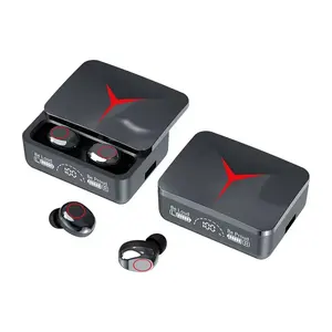 双轨滑轨设计充电盒TWS耳塞V5.3 M90专业耳机高透明发光二极管显示耳机耳机