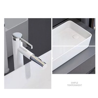 Évier de comptoir en céramique blanche 8249 avec vidange latérale 610x350mm, lavabo de salle de bain à poser sur le comptoir