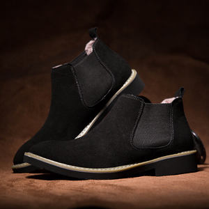 Stivaletti Chelsea da <span class=keywords><strong>Uomo</strong></span> alla Moda in Pelle Scamosciata Nera di Alta Qualità con Logo Personalizzato per l'Inverno - Product Image 4