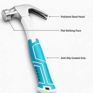 Marteau à griffes à tête plate en acier forgé, manche ergonomique antidérapant recouvert de plastique pour réparation domestique et bricolage, 0,25 0,5 0,75 kg - Product Image 4
