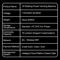 Distributeur Automatique Réfrigéré Rotatif de Fleurs, 16 Casiers, 110/220V, Bouquets Frais, Commercial Extérieur 24/7, Intelligent, CE