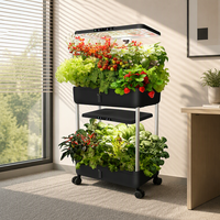 Jardinière hydroponique intelligente multi-niveaux blanche pour l'intérieur avec lampe LED et système d'irrigation
