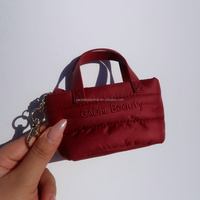 Mini pochette à monnaie et porte-clés en polyester, style tote, avec fermeture éclair, mignonne et petite, pour maquillage et rouge à lèvres, à suspendre