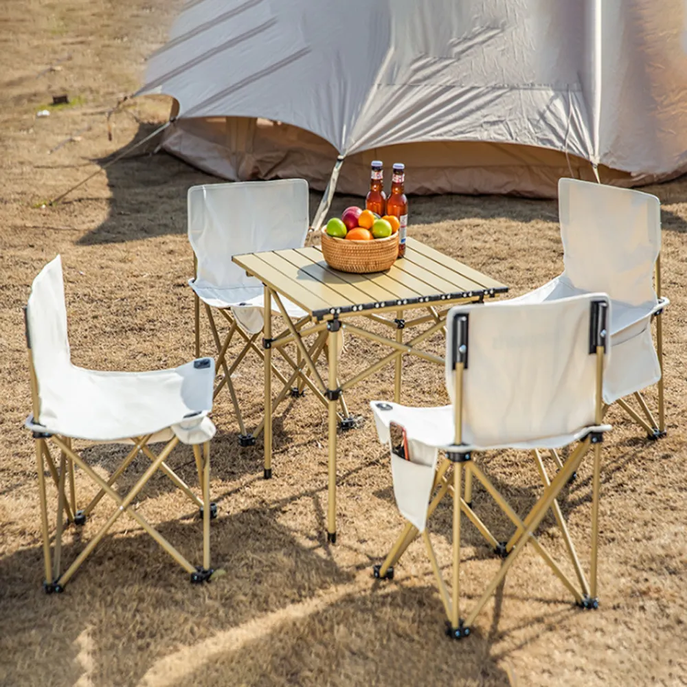 Tabela dobrável e cadeira dobrável ao ar livre, cadeira de balanço para acampamento ao ar livre